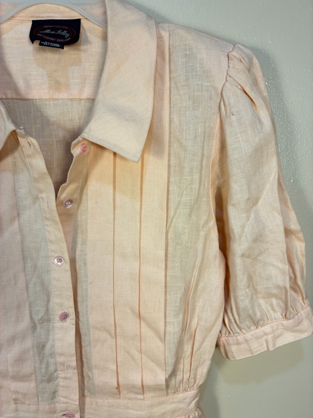 Vintage Allen Solly 100% Linen Pleated Button Front Maxi Dress - Picture 3 of 10